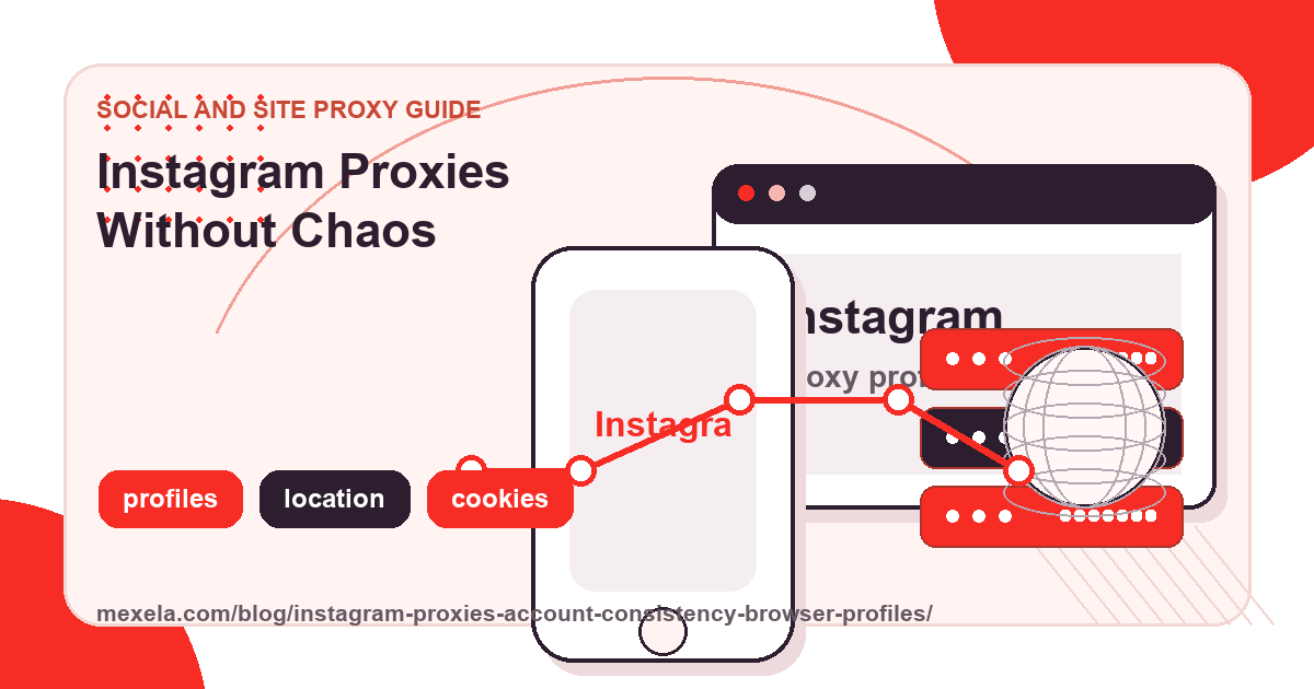 Red and white cover for Instagram proxy account consistency and browser profile testing.