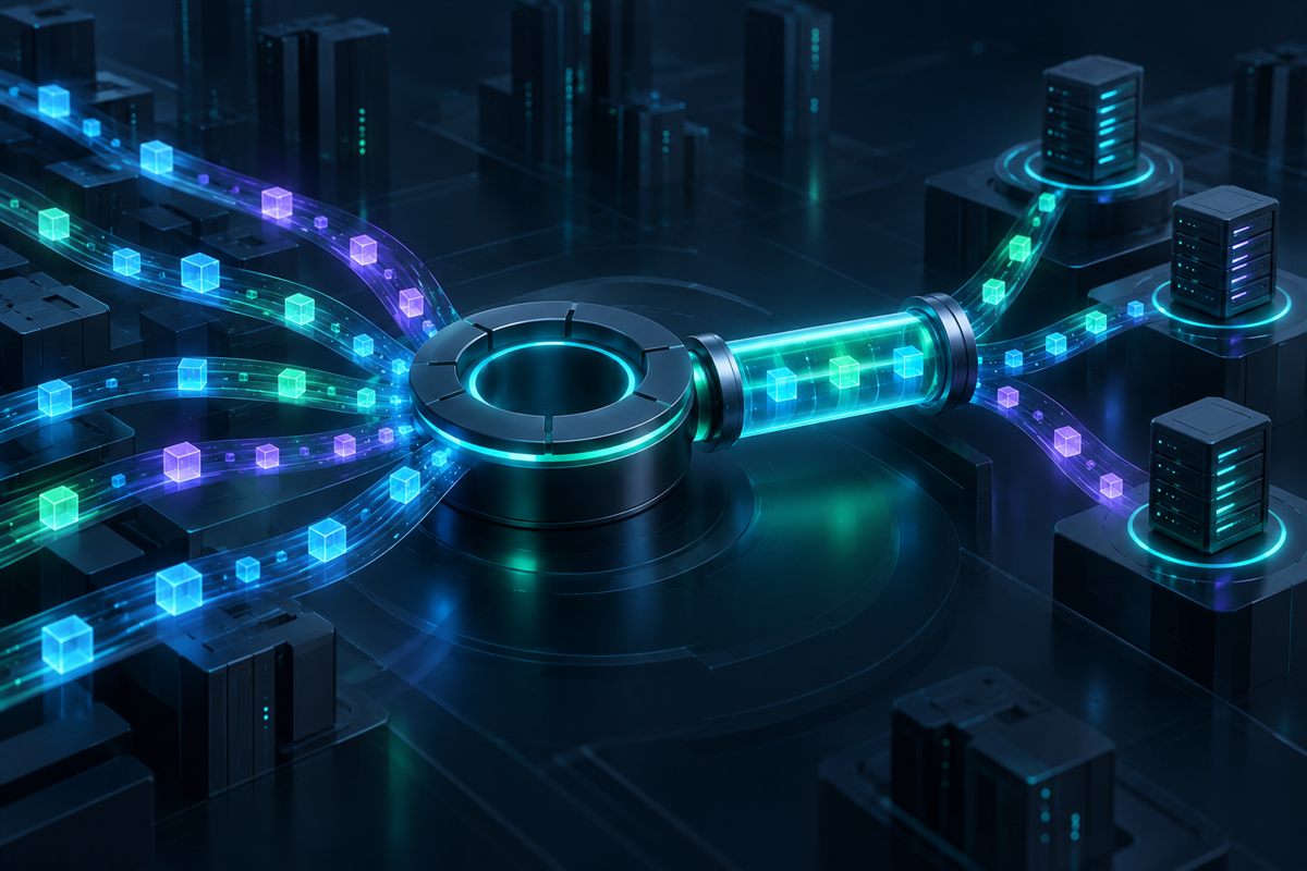 Node.js request packets passing through a dedicated dispatcher and proxy gateway